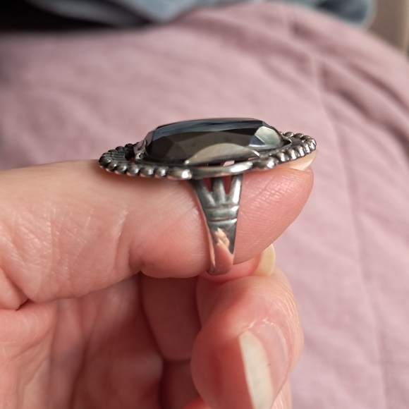 Vintage 1960s Sterling Silver Hematite Hallmarked Bell Trading Post Navajo Ring - Picture 5 of 10